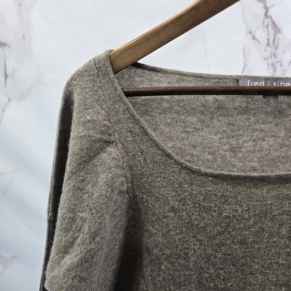 Fred And Sibel Sweater Women Medium Brown Cashmere Assymetric Ruched - Picture 2 of 10